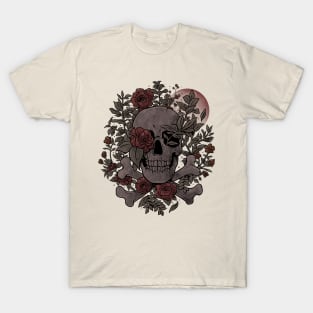 Rest in Leaves - Dark Skull Flowers Nature Goth Gift T-Shirt